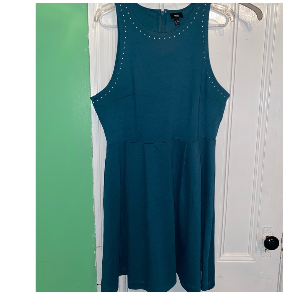 XXL Fit and Flare Teal dress w/ studs